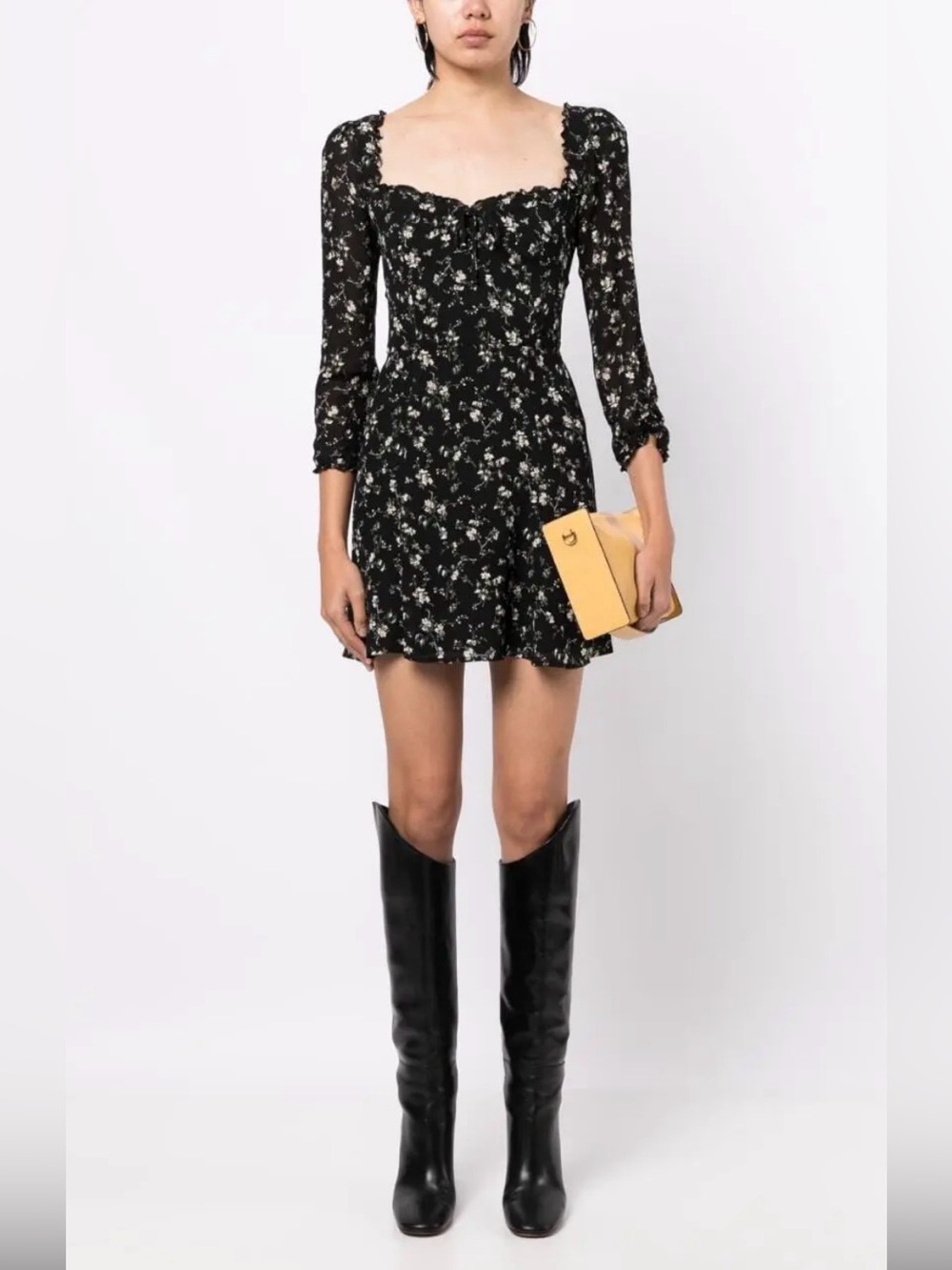 Reformation Remi Floral Square-Neck Mini Dress Size 2